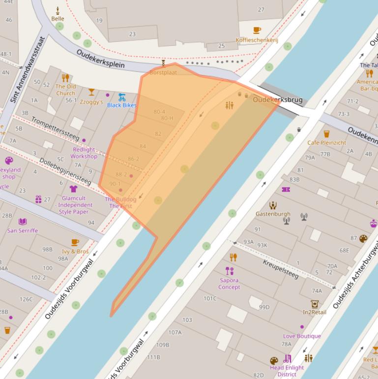 Kaart van postcodegebied 1012GG.