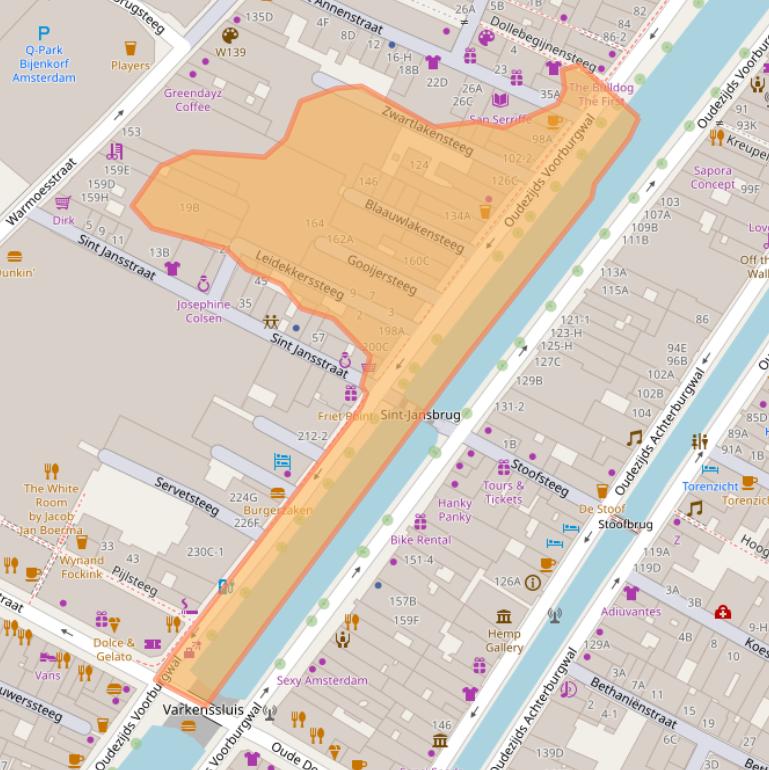 Kaart van postcodegebied 1012GH.