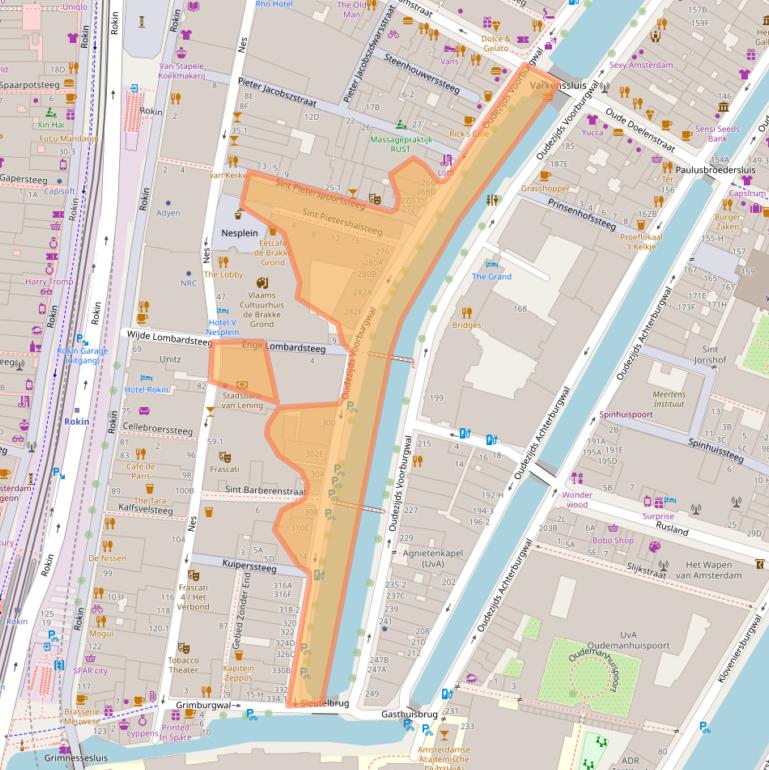 Kaart van postcodegebied 1012GL.