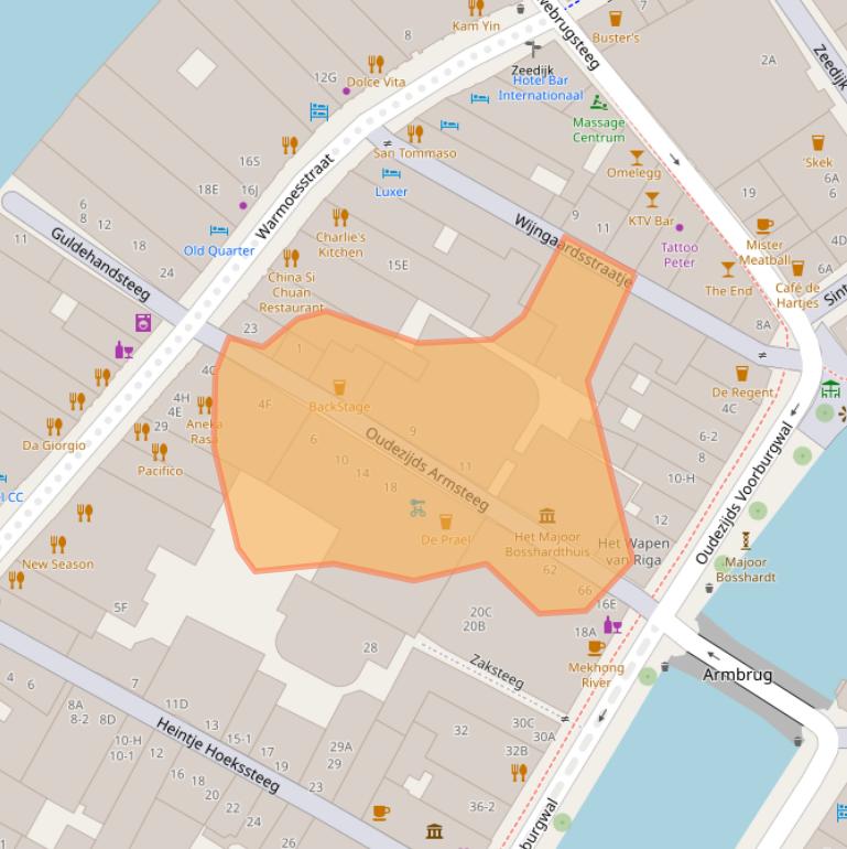 Kaart van postcodegebied 1012GP.