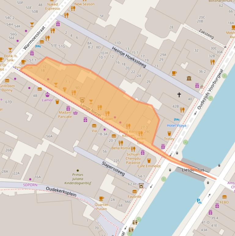 Kaart van postcodegebied 1012GS.