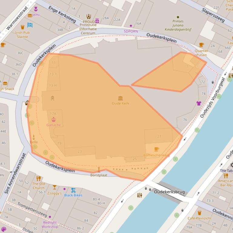 Kaart van postcodegebied 1012GX.