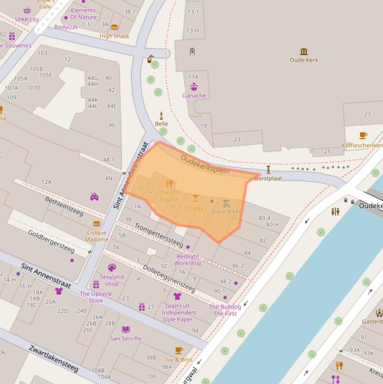 Kaart van postcodegebied 1012HA.