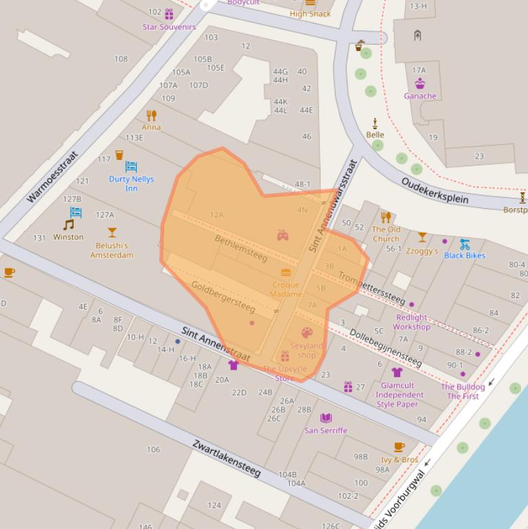 Kaart van postcodegebied 1012HC.