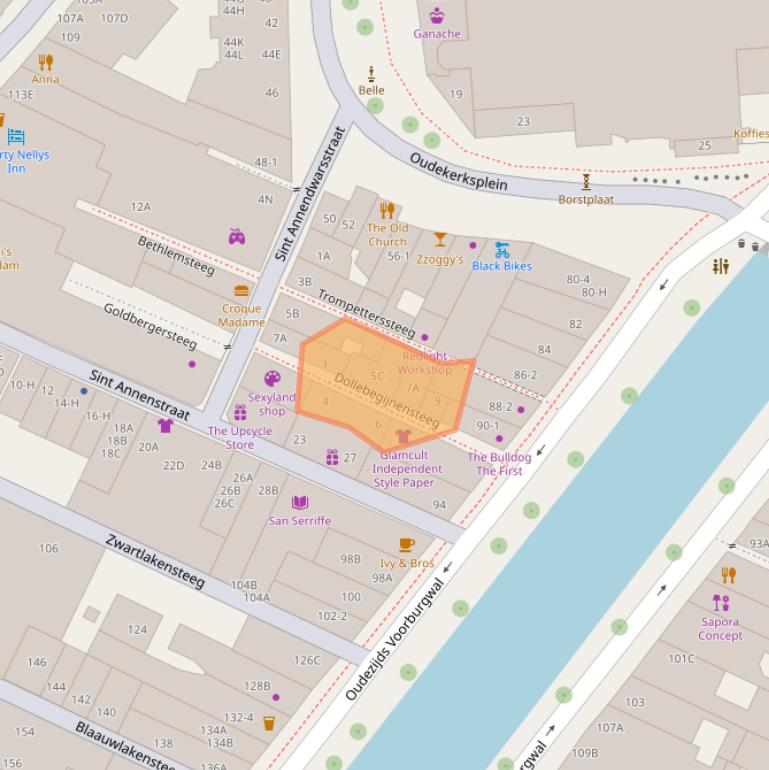 Kaart van postcodegebied 1012HD.