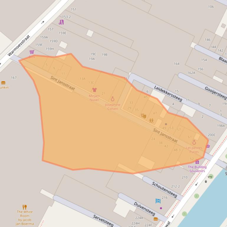 Kaart van postcodegebied 1012HG.