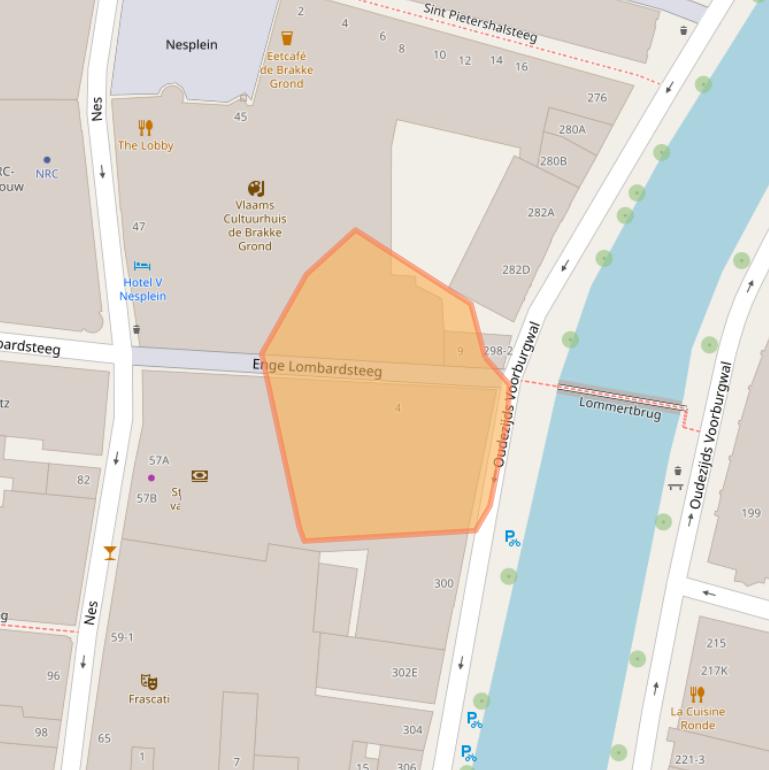 Kaart van postcodegebied 1012HN.