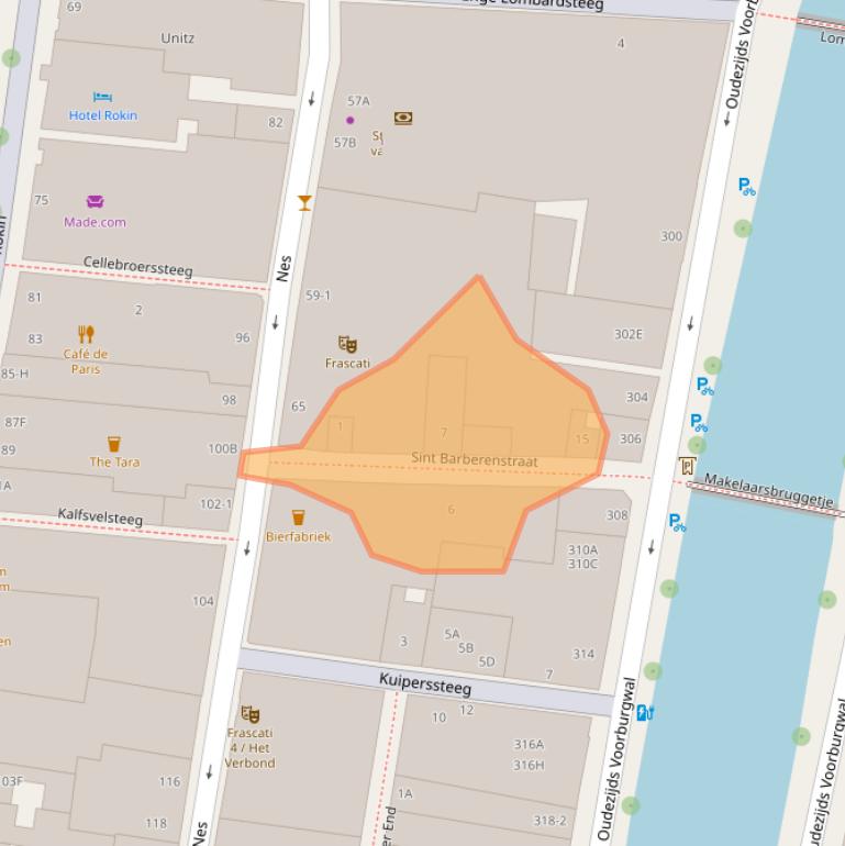 Kaart van postcodegebied 1012HP.