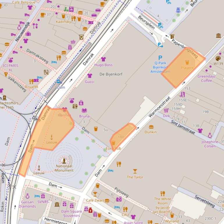 Kaart van postcodegebied 1012JK.