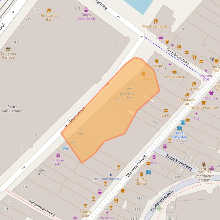 Kaart van postcodegebied 1012JT.