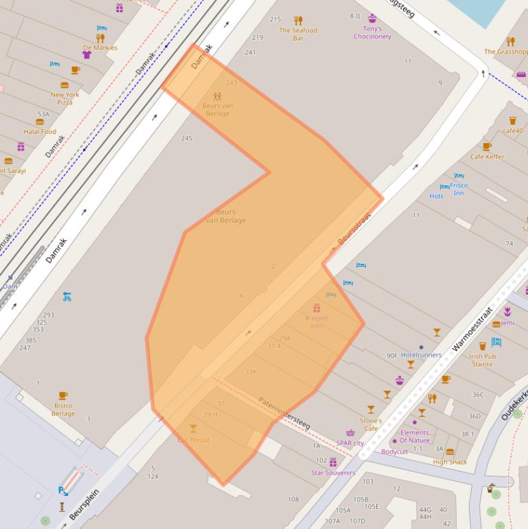 Kaart van postcodegebied 1012JV.