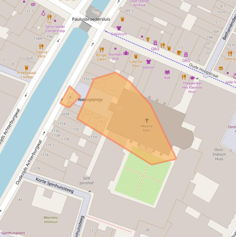 Kaart van postcodegebied 1012JZ.