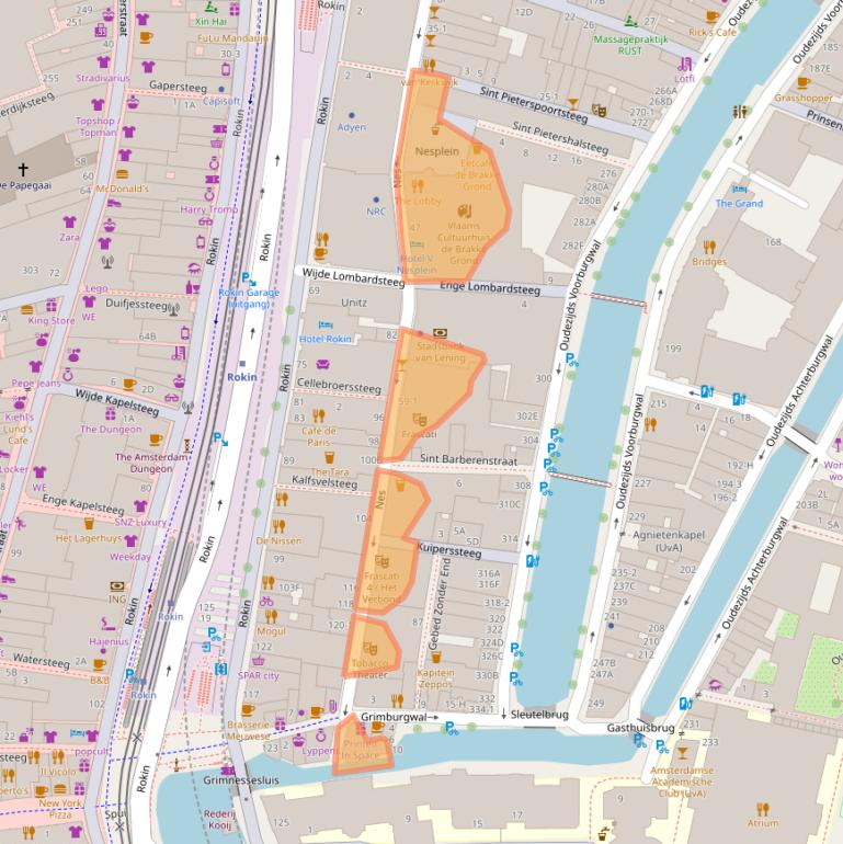 Kaart van postcodegebied 1012KD.