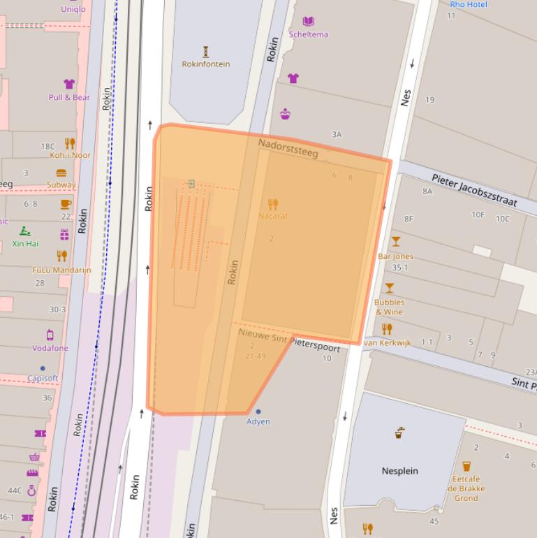 Kaart van postcodegebied 1012KH.