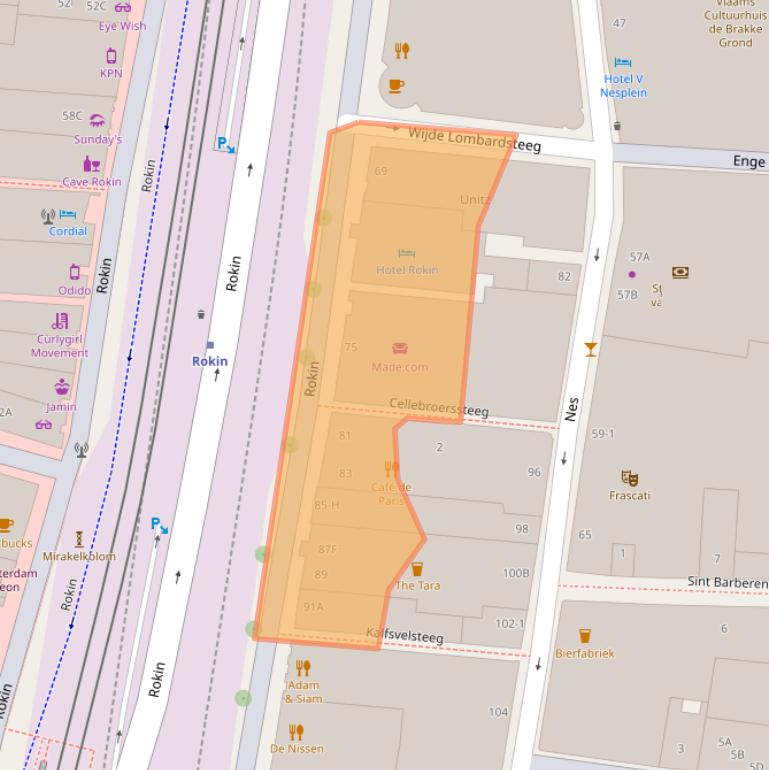 Kaart van postcodegebied 1012KL.