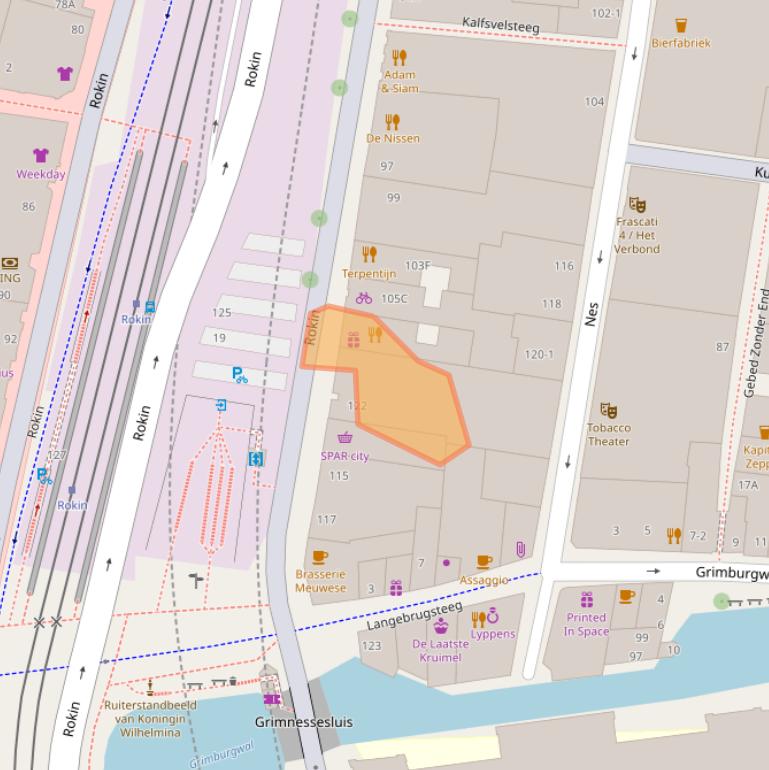 Kaart van postcodegebied 1012KN.