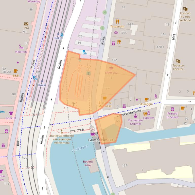 Kaart van postcodegebied 1012KP.