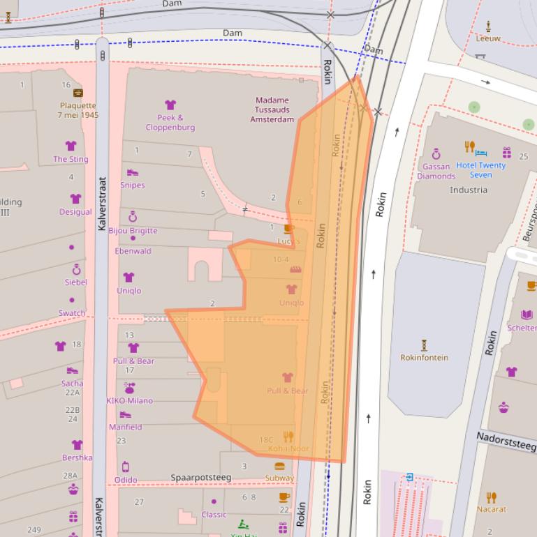 Kaart van postcodegebied 1012KR.