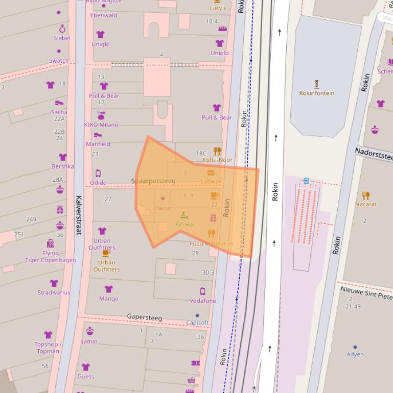 Kaart van postcodegebied 1012KS.