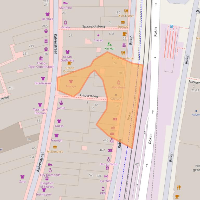 Kaart van postcodegebied 1012KT.