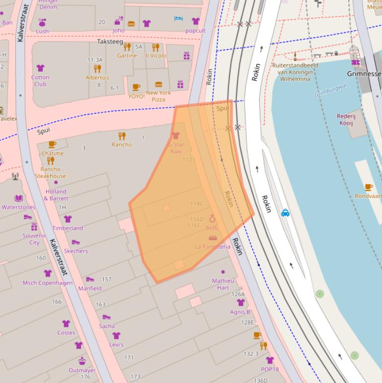Kaart van postcodegebied 1012LB.