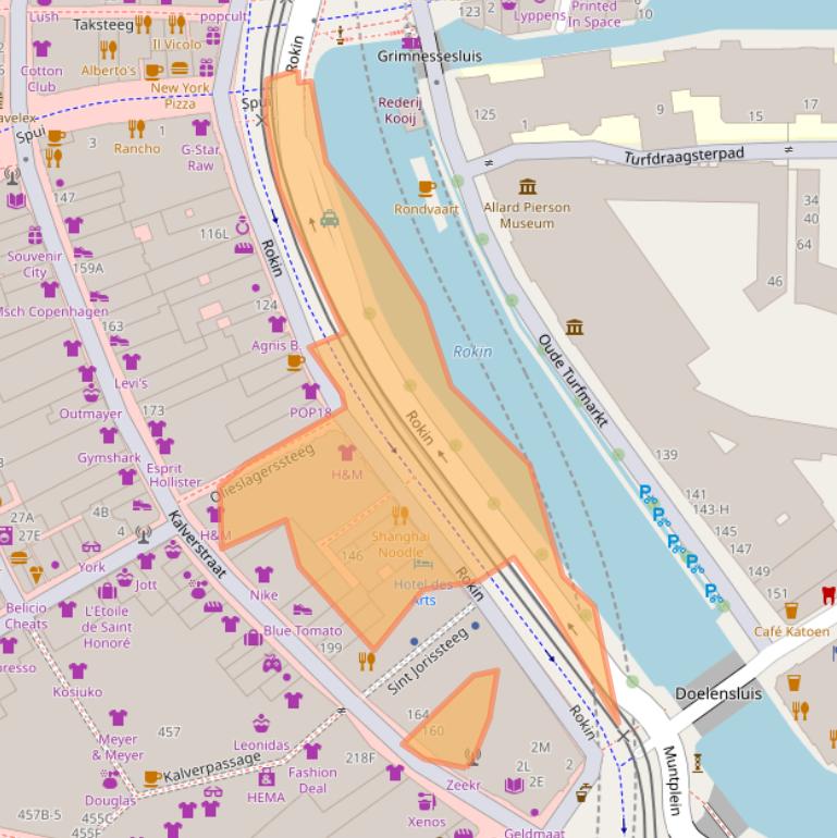 Kaart van postcodegebied 1012LE.