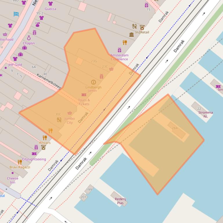 Kaart van postcodegebied 1012LJ.