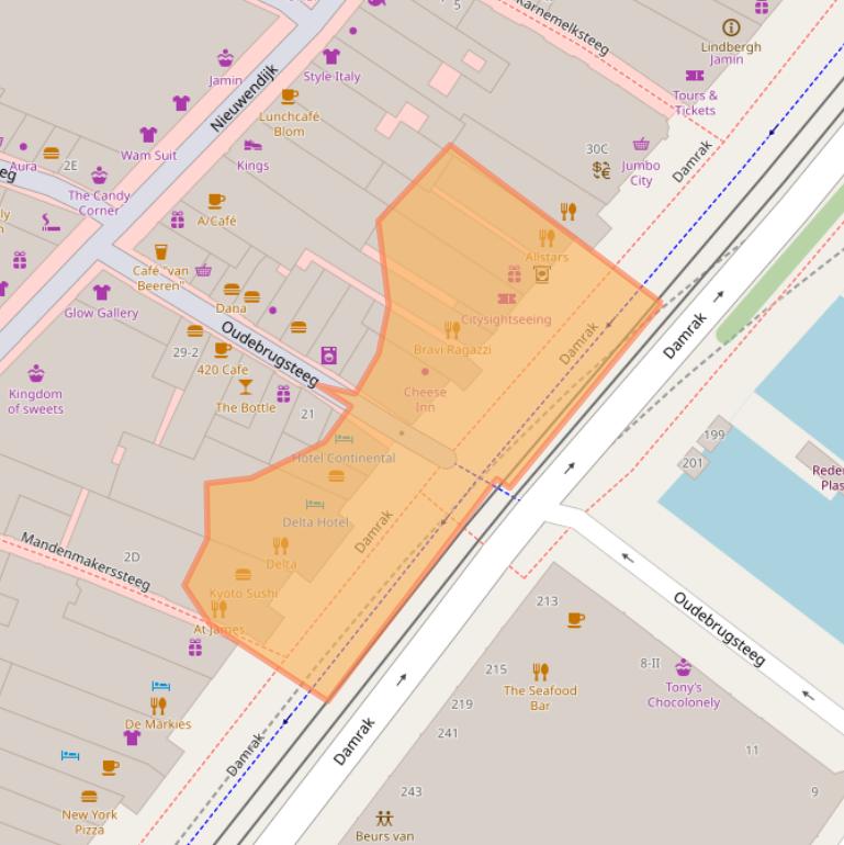 Kaart van postcodegebied 1012LK.