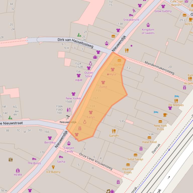 Kaart van postcodegebied 1012ME.