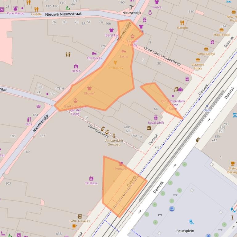 Kaart van postcodegebied 1012MG.