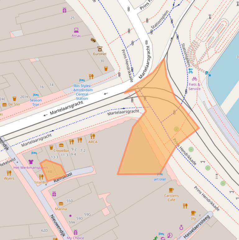 Kaart van postcodegebied 1012MJ.