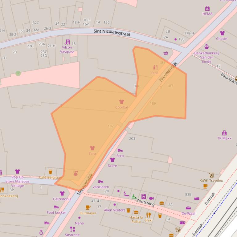 Kaart van postcodegebied 1012MV.