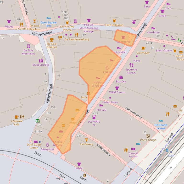 Kaart van postcodegebied 1012MX.