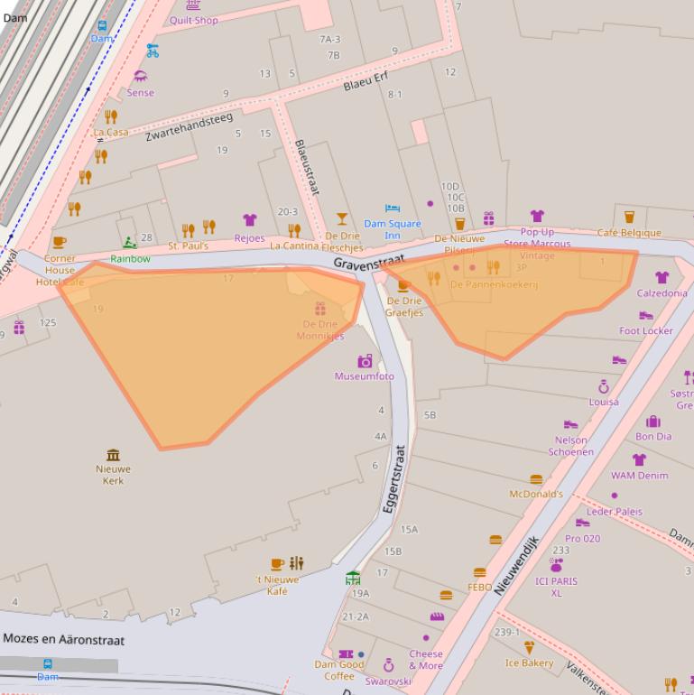 Kaart van postcodegebied 1012NL.