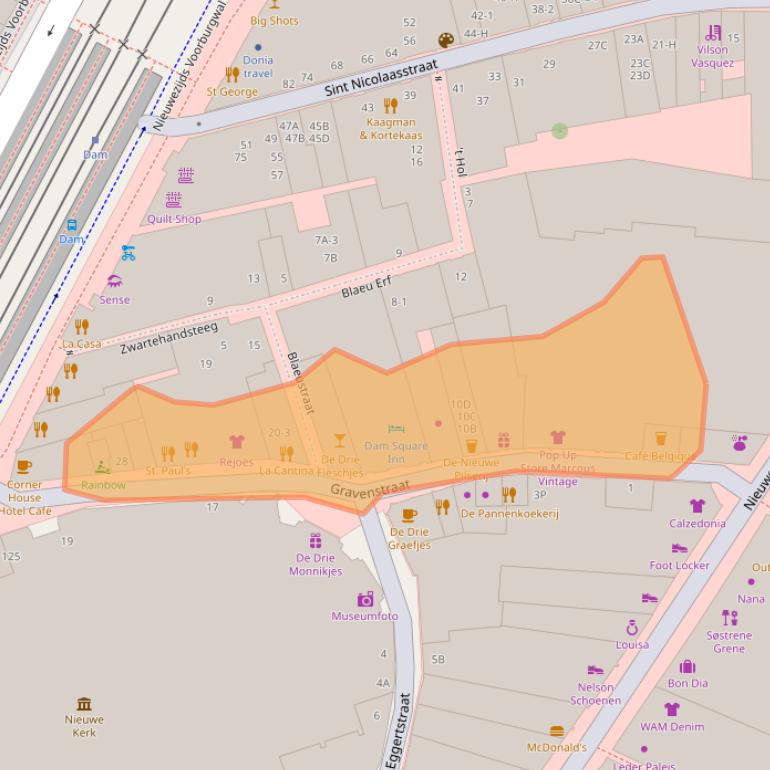 Kaart van postcodegebied 1012NM.