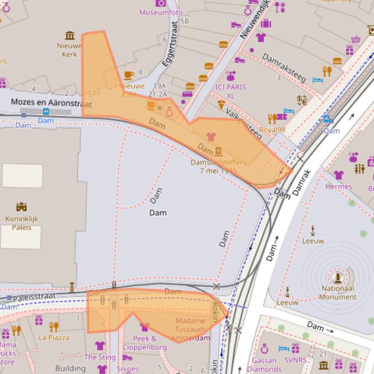 Kaart van postcodegebied 1012NP.