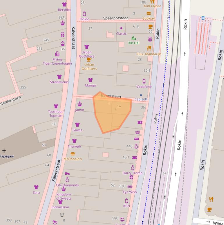 Kaart van postcodegebied 1012NR.