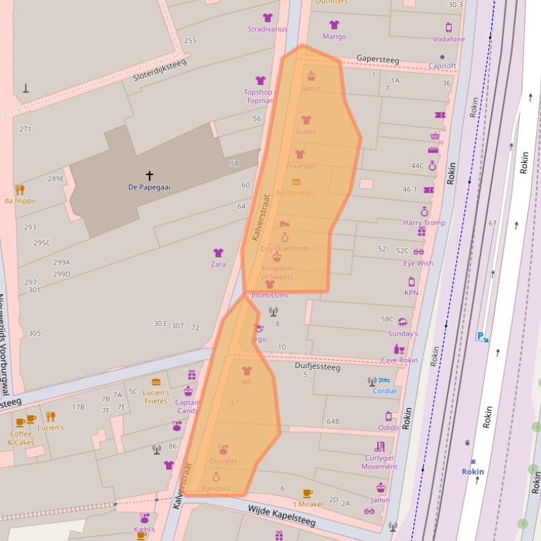 Kaart van postcodegebied 1012NZ.