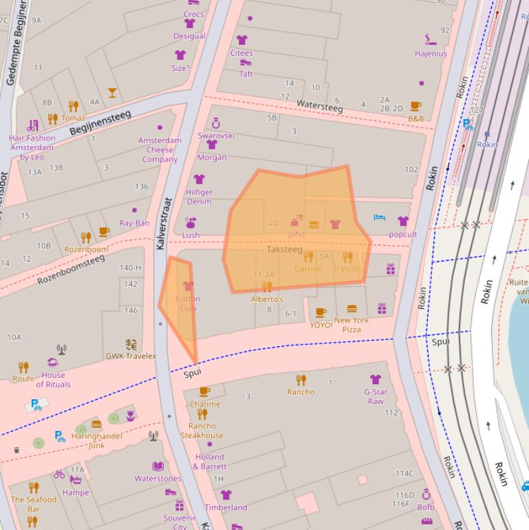 Kaart van postcodegebied 1012PB.