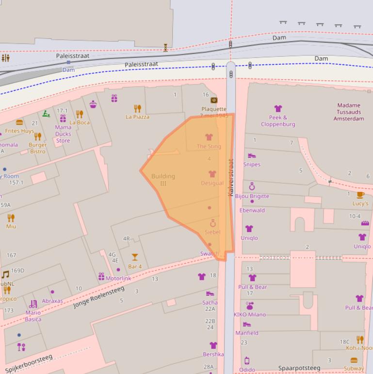 Kaart van postcodegebied 1012PC.