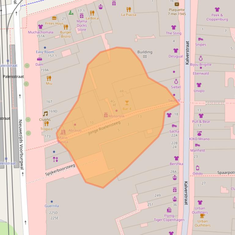 Kaart van postcodegebied 1012PL.