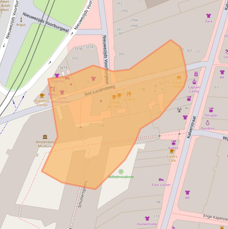 Kaart van postcodegebied 1012PM.