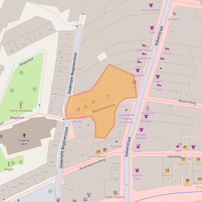 Kaart van postcodegebied 1012PN.