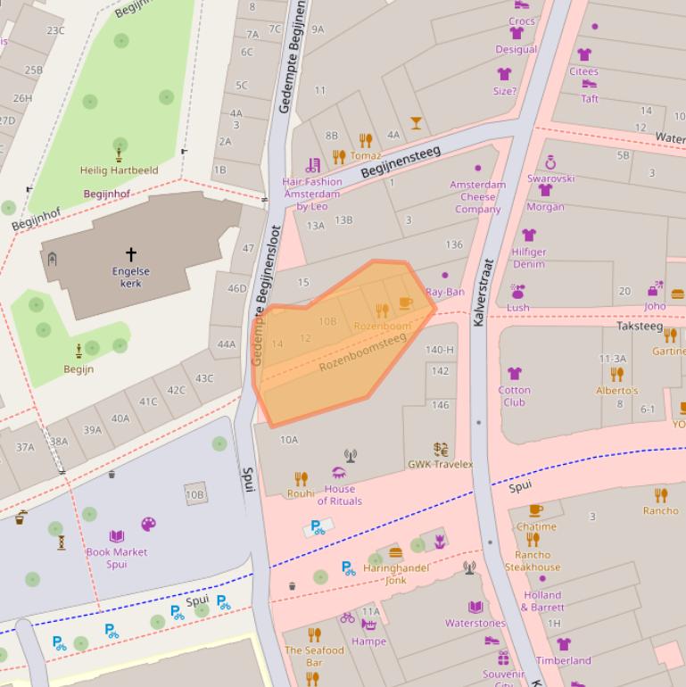 Kaart van postcodegebied 1012PR.