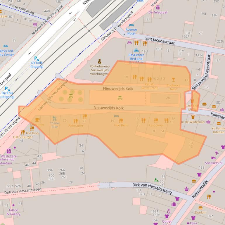 Kaart van postcodegebied 1012PV.