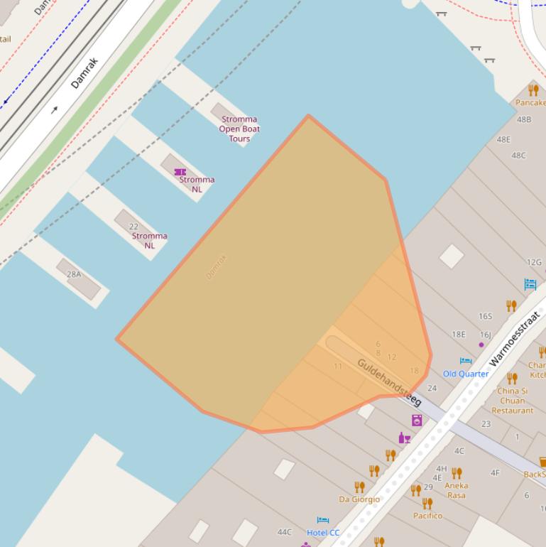 Kaart van postcodegebied 1012RA.