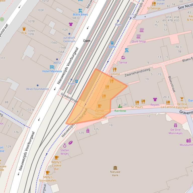 Kaart van postcodegebied 1012RH.