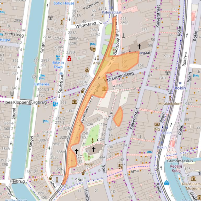 Kaart van postcodegebied 1012RM.