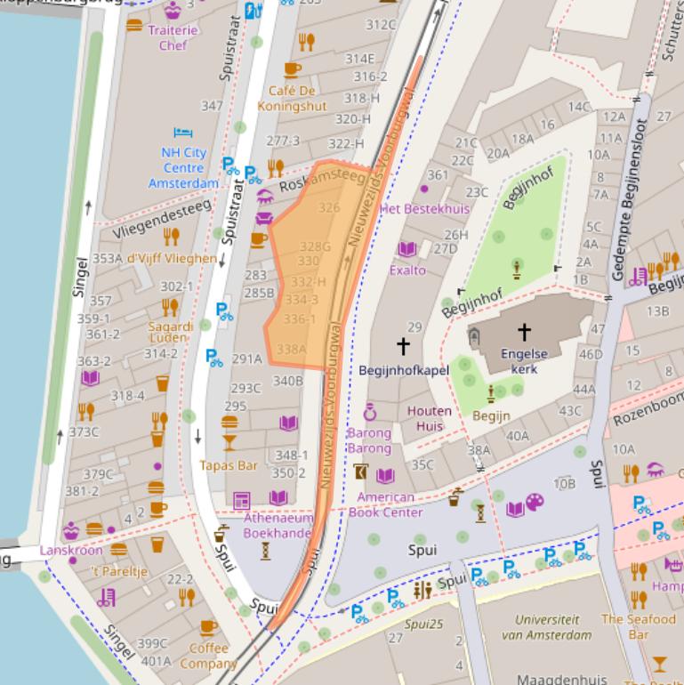 Kaart van postcodegebied 1012RW.