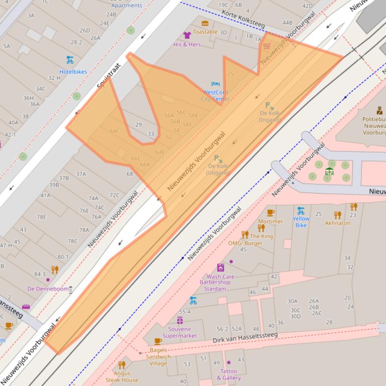 Kaart van postcodegebied 1012SC.